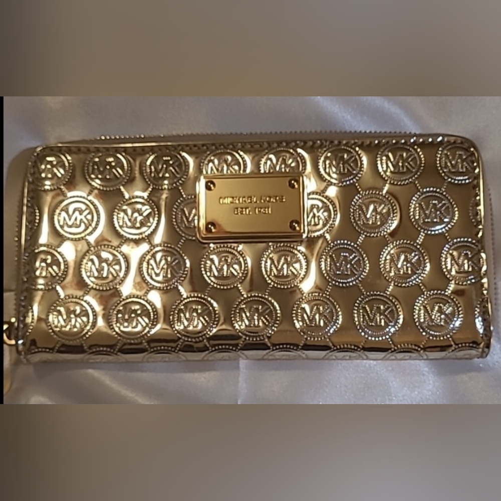 Michael Kors Gold Embossed Leather Wallet